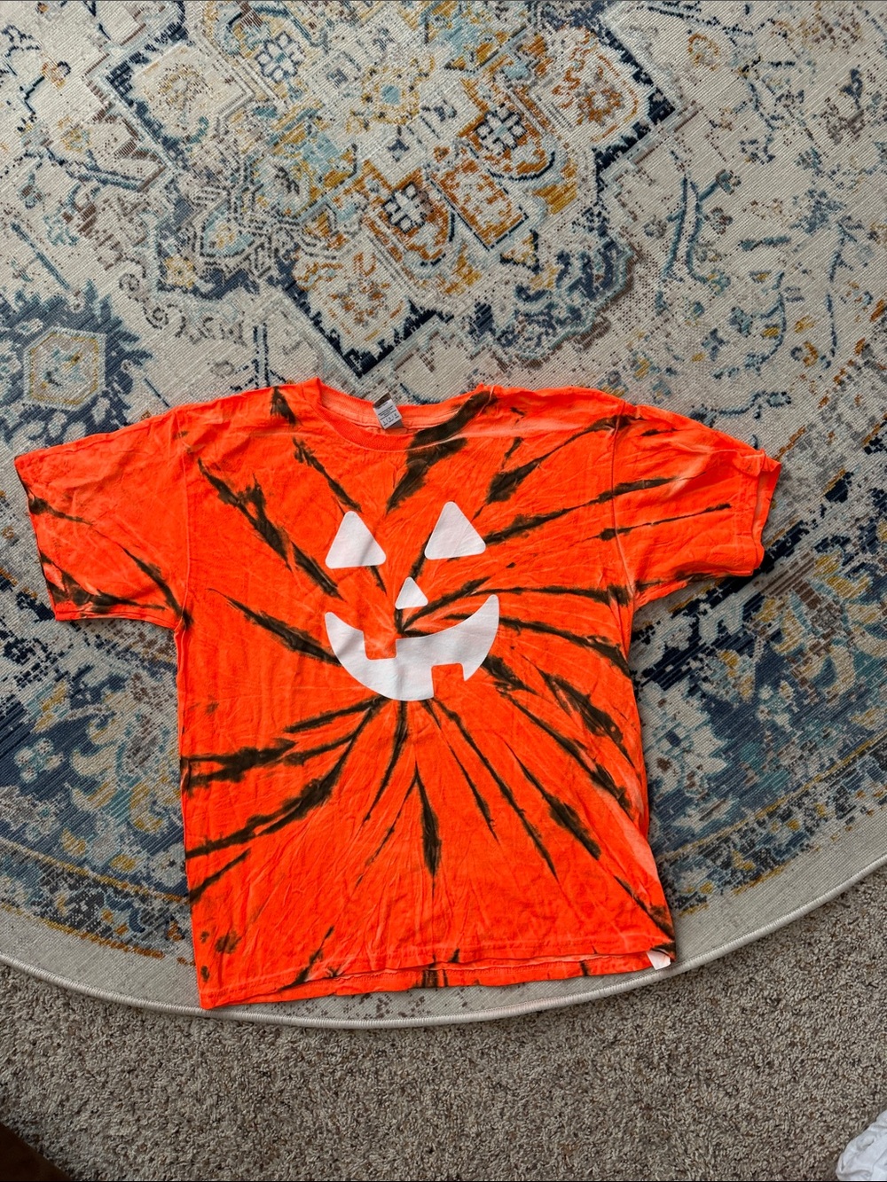 Kids Orange Tie-Dye Pumpkin Graphic Tee